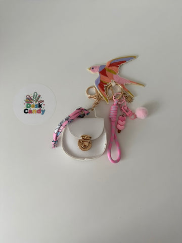 Wit mini-tasje met vogel