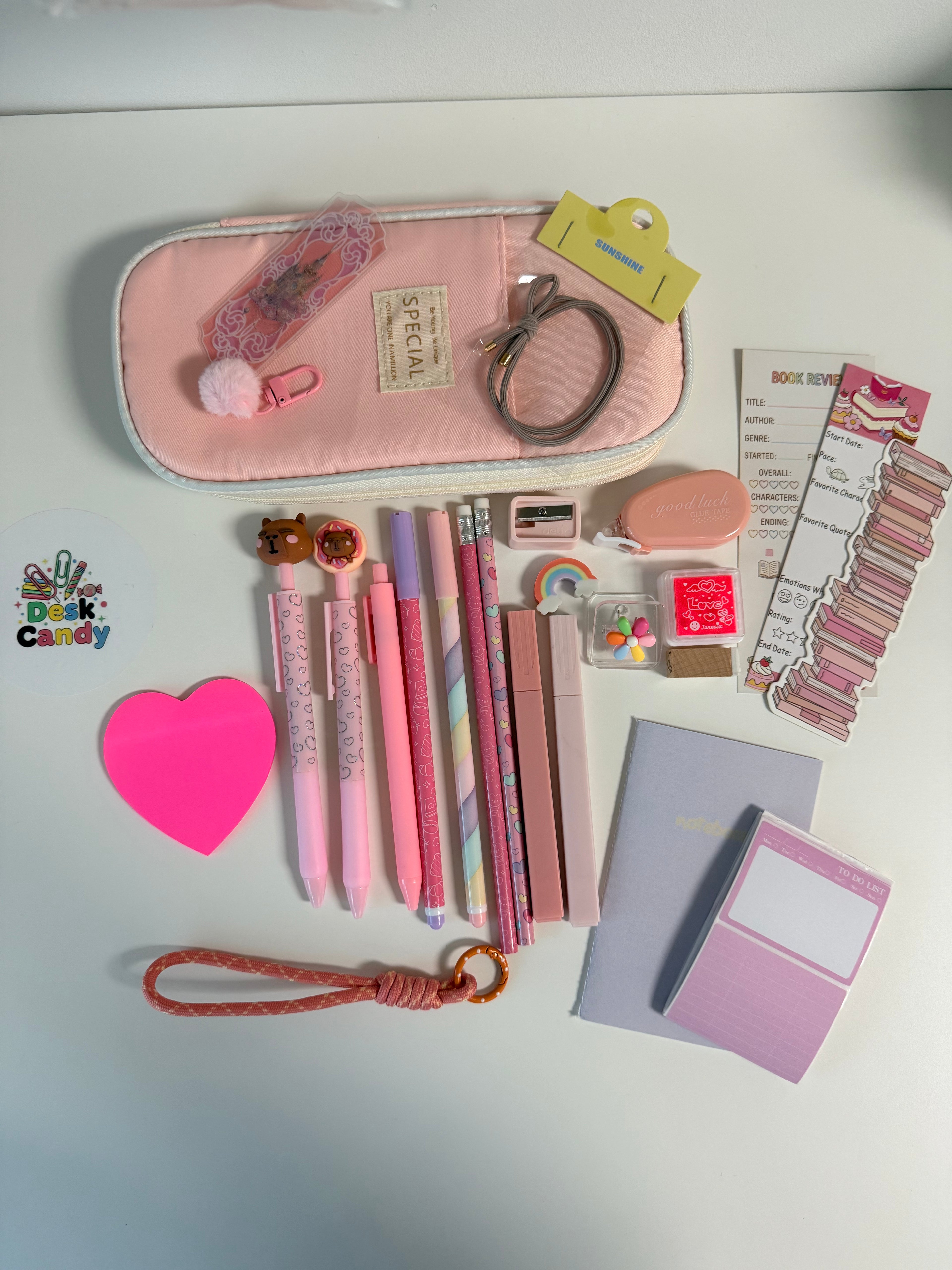 Blush Start Kit Pink Edition - etui en stationery flatlay