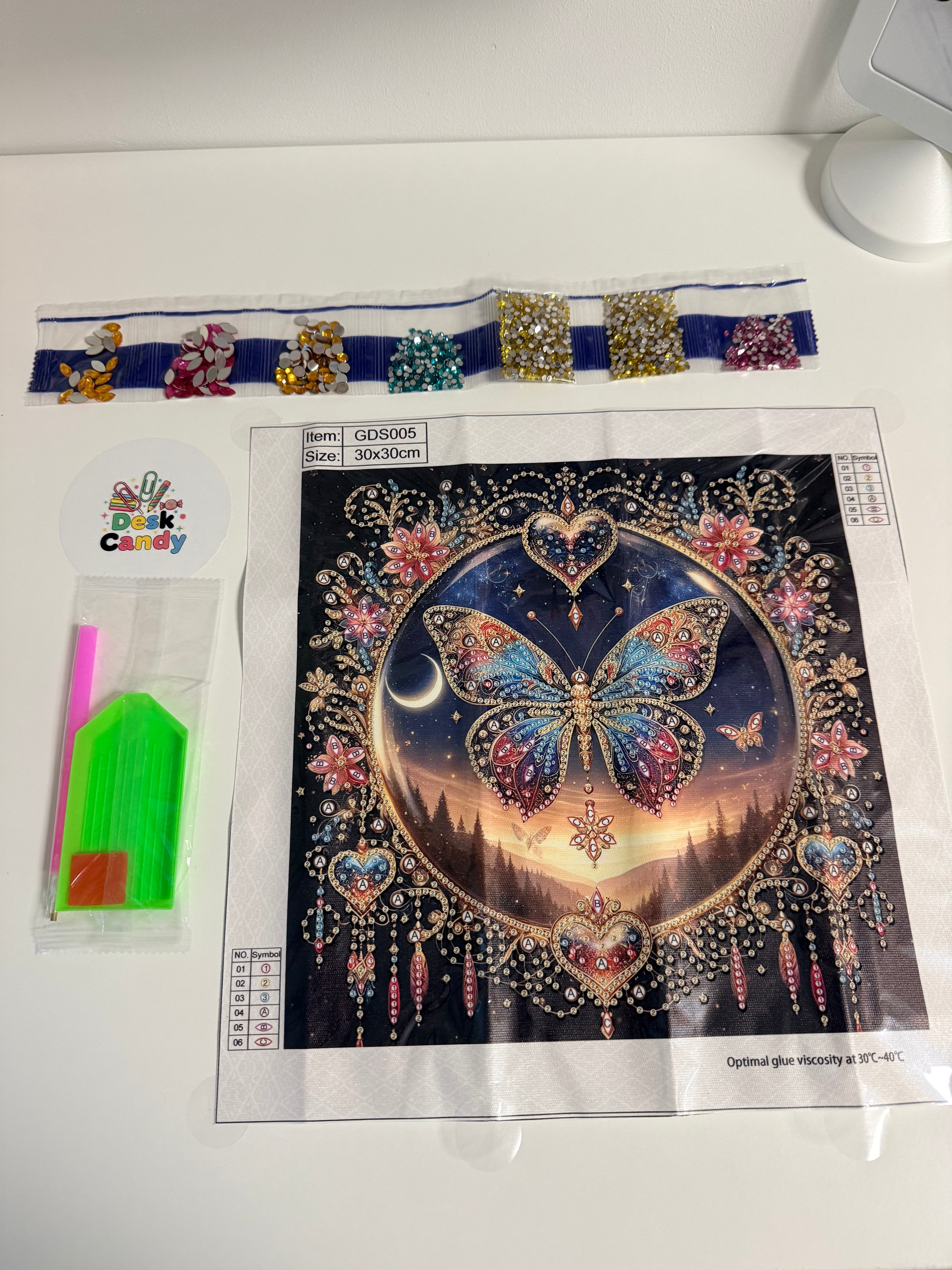 Diamond painting vlinder set met canvas, steentjes en pen
